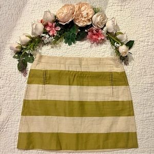 J.Crew Striped Linen/Cotton Skirt Green Cream